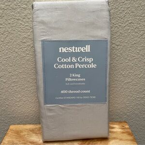 New Nestwell Cool & Crisp Cotton Percale Pillowcases - King, Gray